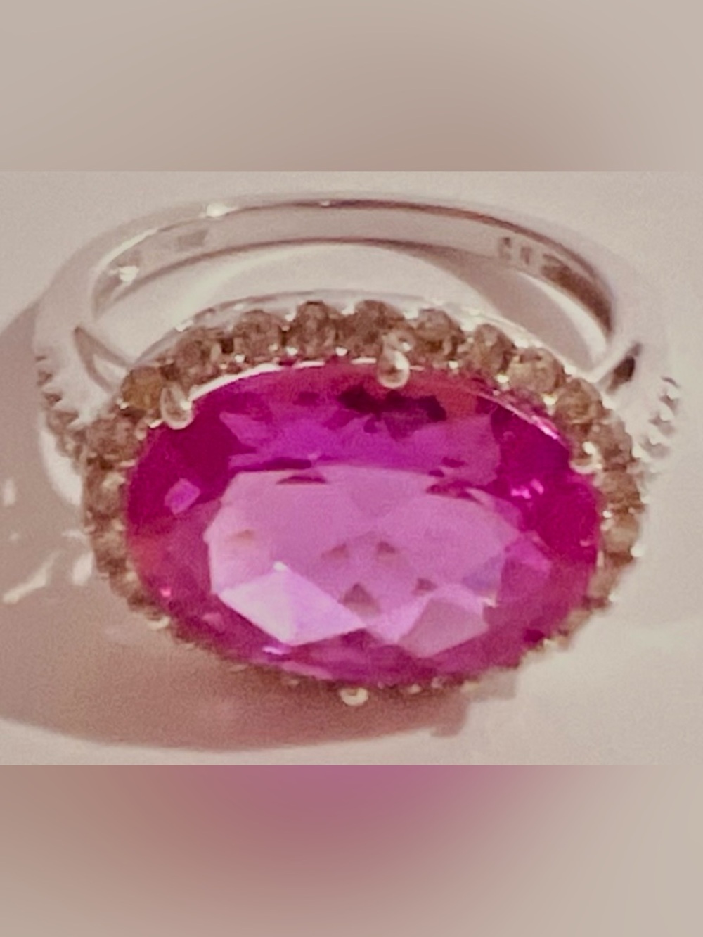 ✨Stunning 6CT Pink Sapphire Diamond 10KT Gold Cushion Cut Cocktail Wedding Ring